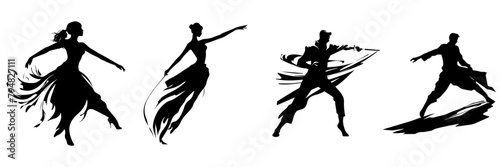 silhouettes of dancing girls