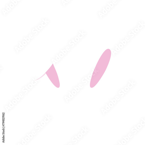 Vector illustration of cute bunny ears, rabbit, hare. Cutie animal portraits in pastel pink white colors. Stickers, wall art, kids room decoration, easter decoration, print, design, decor, poster. 