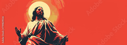 Jesus Christ banner with Copy space, Jesus of Nazareth a first century Jewish preacher and religious leader. He is the central figure of Christianity, the world largest religion.