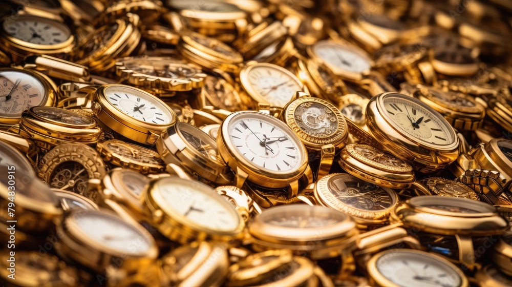 Gold watches, clock abstract background Gold watches, clock abstract background