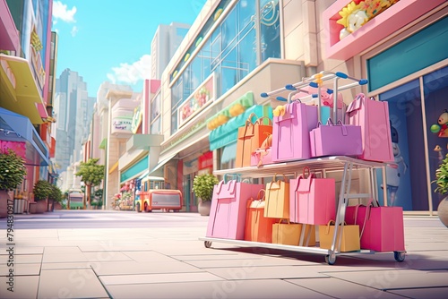 Shopping market concept mockup background