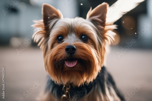 'terrier yorkshire dog puppy adorable animal background beauty black brown canino charme charming closeup cute domestic fur grooming hair head intelligent isolated looking mini nobody performing pet'