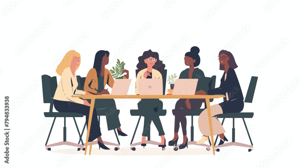 Team of professional business women having a meeting