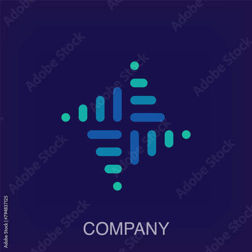 Creative volume and sound wave sign logo. Uniquely designed color transitions. Company and simple logo template vector.