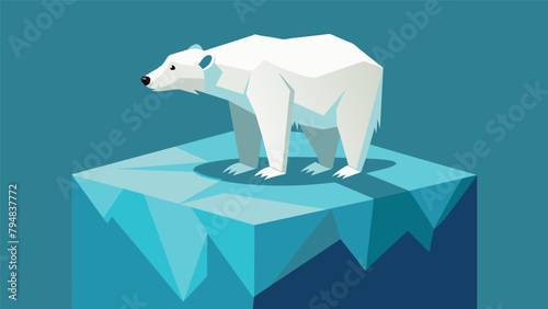 A photo of a polar bear standing on a tiny melting iceberg symbolizing the urgent need to address climate change.