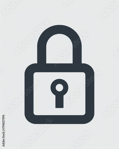 Locking data safety minimal padlock icon in cool grey