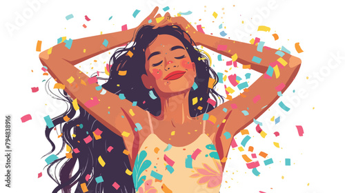 Unshaven young woman flaunting her confetti-decorated