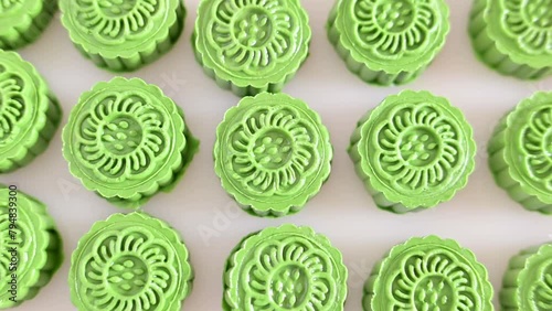 Fresh green gourmet pastry mugwort cake photo