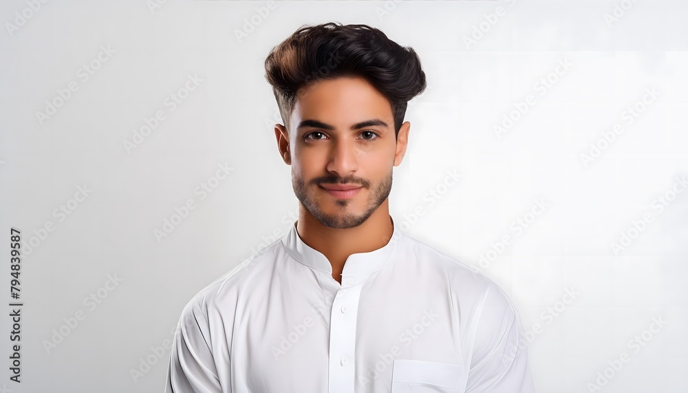 Fototapeta premium Portrait of a smiling young man on a white background