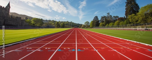 Empty running track at a sports field