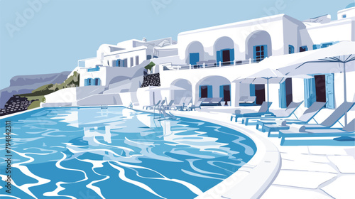 White architecture of Santorini island Greece. Big sw