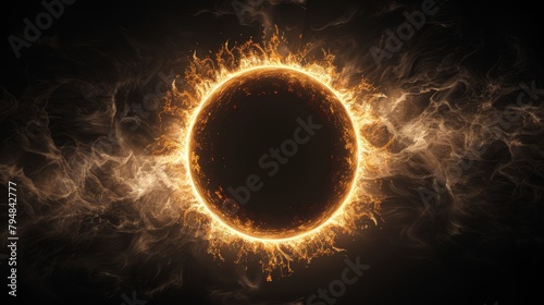 Eclipse: A 3D illustration of a total solar eclipse, with the sun completely obscured by the moon photo