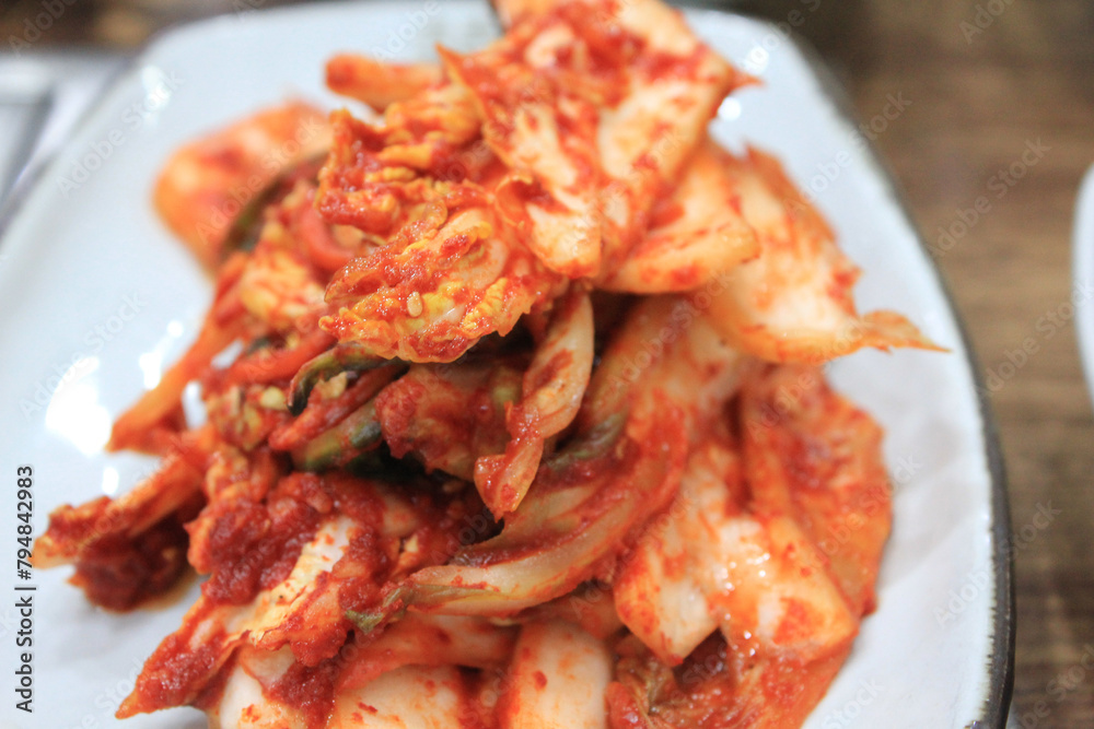 Kimchi is placed in a plate Kimchi is placed in a plate