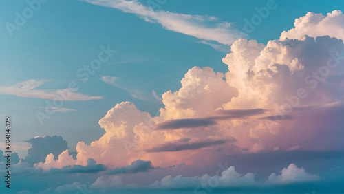 Default Cloudy blue sky background with a pastel-colored grade