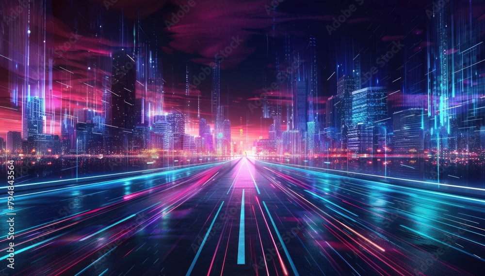 A purple and blue light strip with a white line in the middle by AI generated image A purple and blue light strip with a white line in the middle by AI generated image
