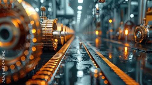 In manufacturing, in the style of automatism, metallic Etherialism, attention to detail. Generative AI.