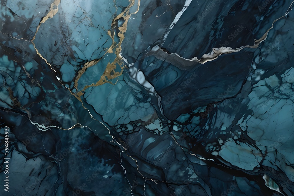 blue ocean Marble rock stone texture wallpaper background Generator AI 