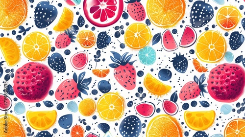 Colorful fruit seamless pattern texture