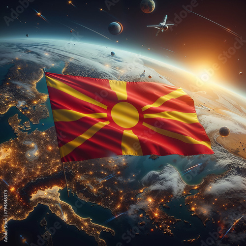 3D rendered North Macedonia flag, isolated on a clean background. High-quality, realistic depiction perfect for various uses, Generated by AI.