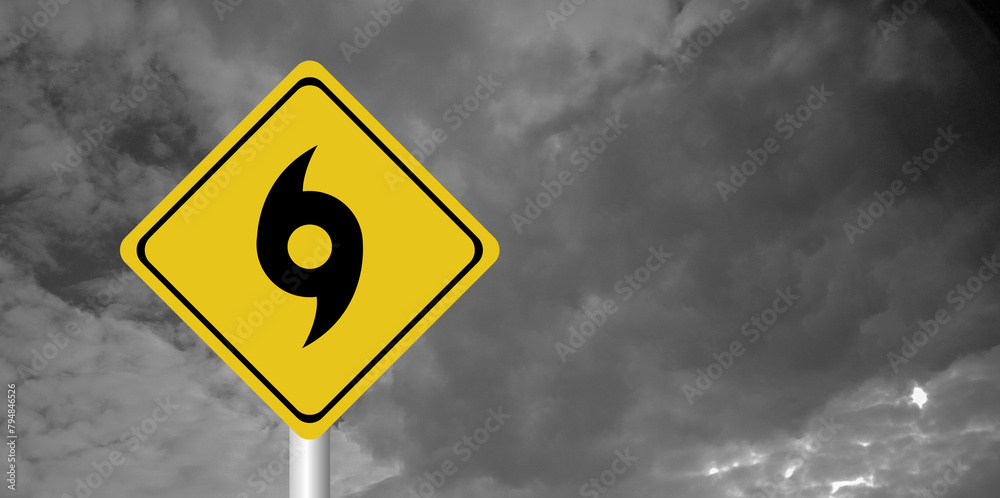 Hurricane Idalia warning sign against a powerful stormy background with ...