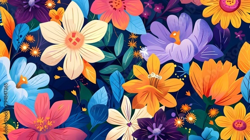 Doodled Flowers A Collection of Unique Blooming Elements Generative ai