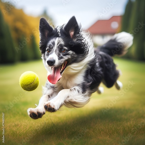 dog playing tennis © Rashid