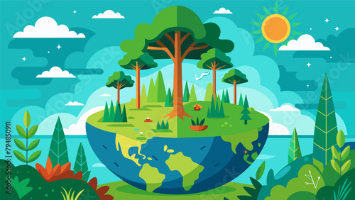 A vibrant and thriving forest ecosystem bustling with life symbolizing the resilience and regenerative ability of nature through reforestation
