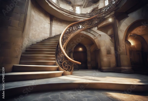 staircase 3D render old spiral Endless