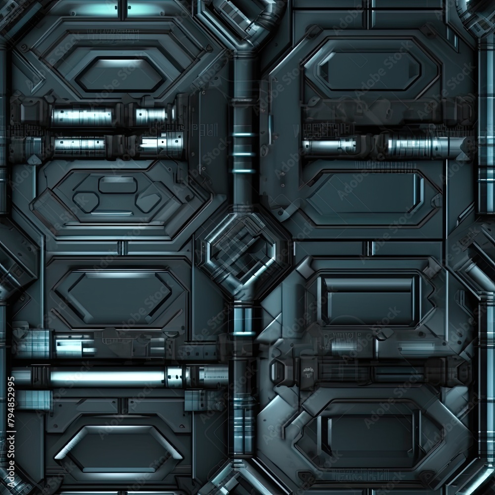 Spaceship hull texture pattern Seamless SciFi Panels.
