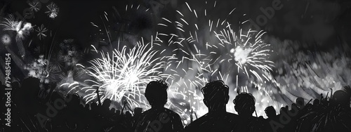Dazzling Fireworks Displays Lighting Up the Night Sky During a Lively Festa de So Joo photo