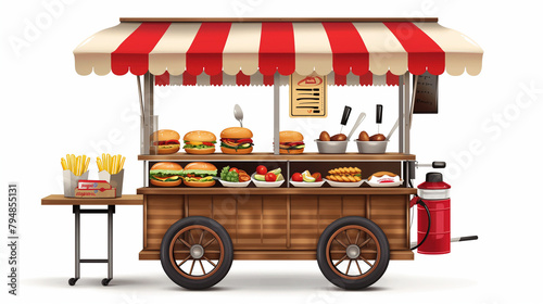 street food cart vector on white background