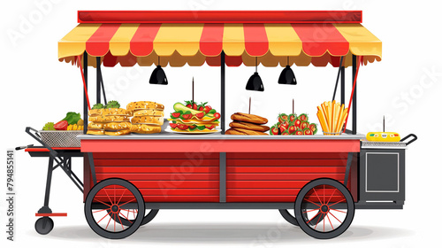 street food cart vector on white background