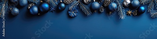 A stylish holiday border with a solid sapphire blue background, providing a sleek backdrop for your content. photo