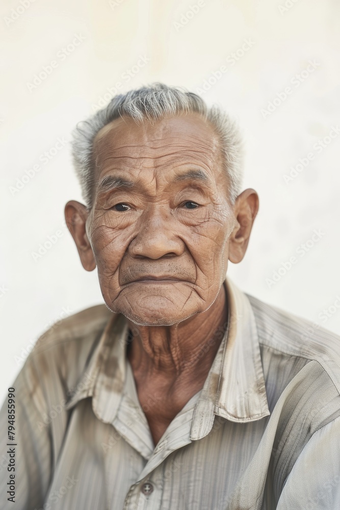 Close up of a senior man's face displaying a dignified and contemplative expression Close up of a senior man's face displaying a dignified and contemplative expression