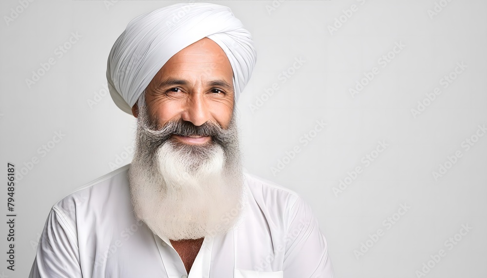 Sikh man with turban and beard on minimalist background Sikh man with turban and beard on minimalist background
