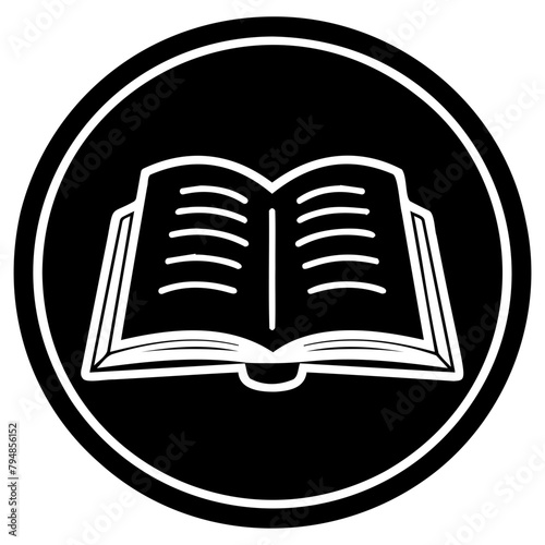 Minimalist Open Book in Black Circle Logo