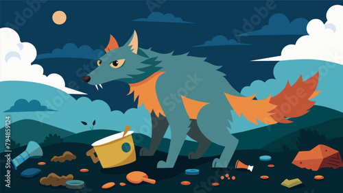A furry animal scavenging through a landfill a grim reminder of the impact of littering on the natural food chain.
