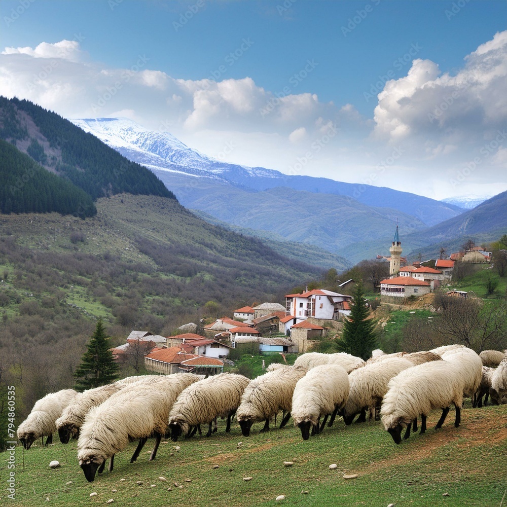 Fototapeta premium sheep in the mountains