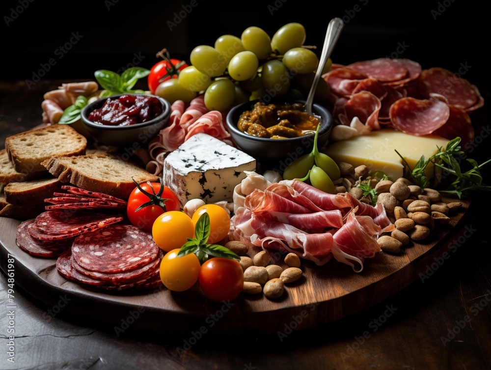 A Gourmet Charcuterie Board Served at a Dinner Party