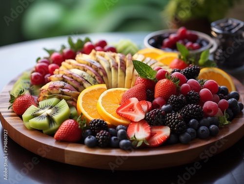 A Fresh Fruit Platter Prepared for a Summer Party Outdoors