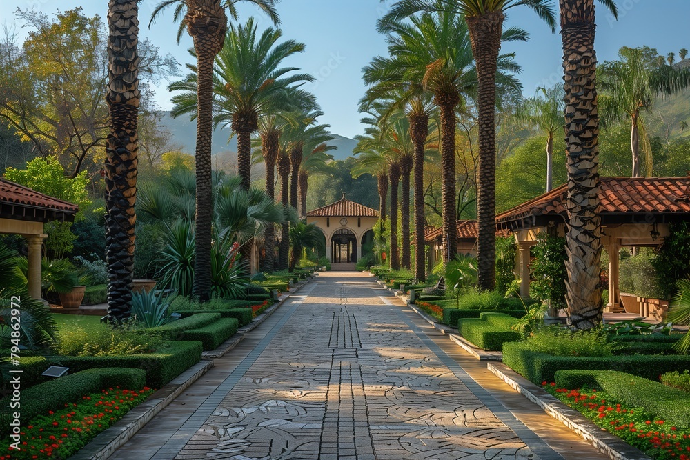 Obraz premium Palm Tree-Lined Walkway