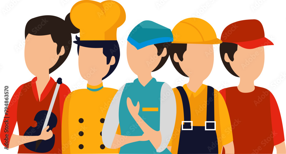 Naklejka premium Labour Day Illustration BackgroundVarious Occupations People For Labor Day