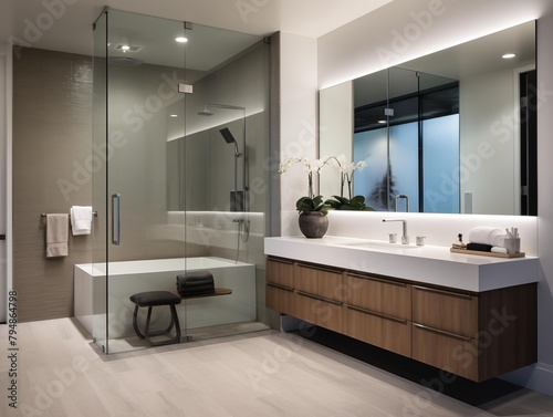 A Modern Bathroom Interior at Evening Time