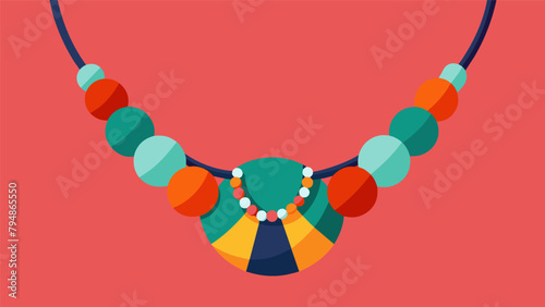 A bold and colorful necklace made from recycled beads and ethically sourced clay showcasing the vibrant possibilities of sustainable jewelry