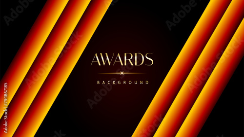 Red orange and golden awards graphics background. Elegant orange premium template design. Wedding invitation card. Engagement ceremony invite. Luxury premium corporate abstract design template.	