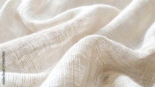 Airy flax fiber cloth texture pale interlaced backdrop.