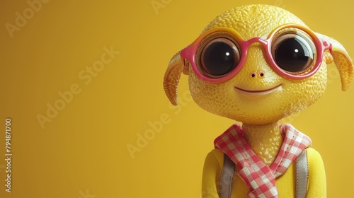  wearing sunglasses  a checked scarf  and smiling