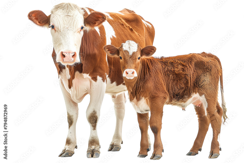 Caring Cow on Transparent Background