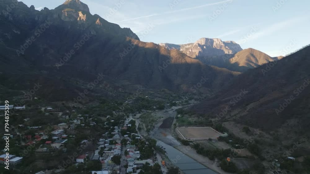 aerial Urique Copper Canyon Mexican valley at sierra madre occidental, Chihuahua
