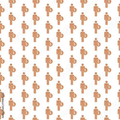 Employee wages icon seamless pattern isolated on white